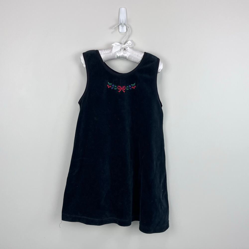 Vintage OshKosh B'gosh Black Velour Jumper Dress 5T USA